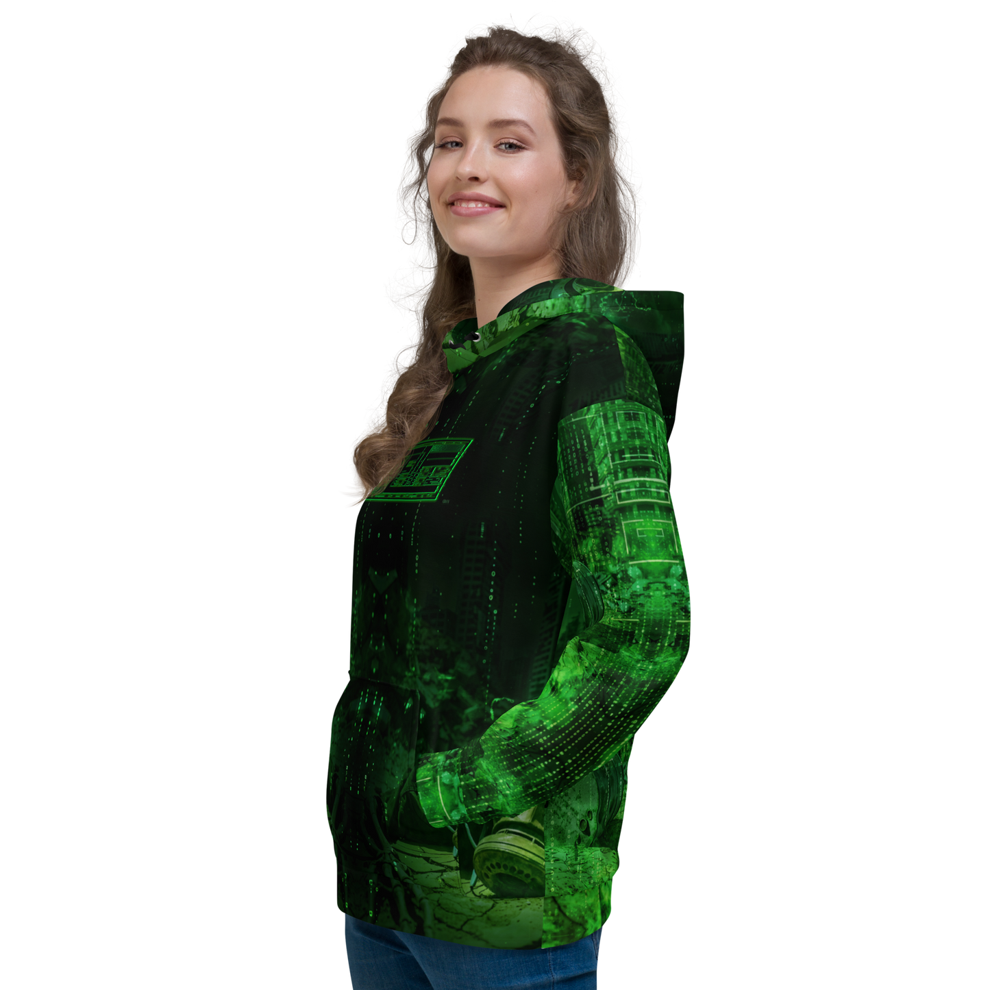 HALF L1FE - Green Split Dimension [All-Over Print Unisex Hoodie]